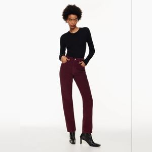 Aritzia Burgundy Corduroy Loose Fit Jeans